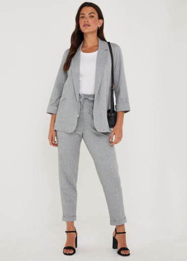 Grey Check Ponte Co-Ord Trousers