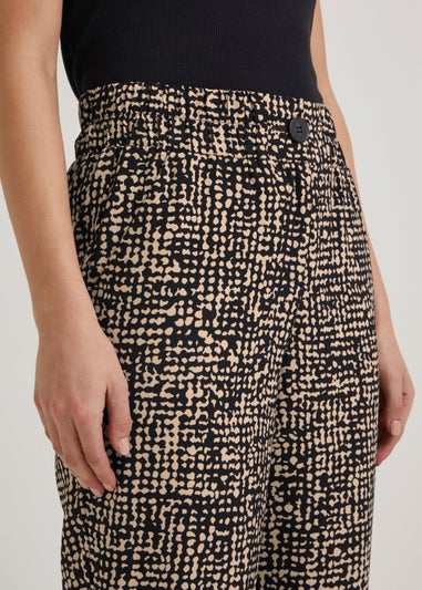 Black Print Tapered Trousers