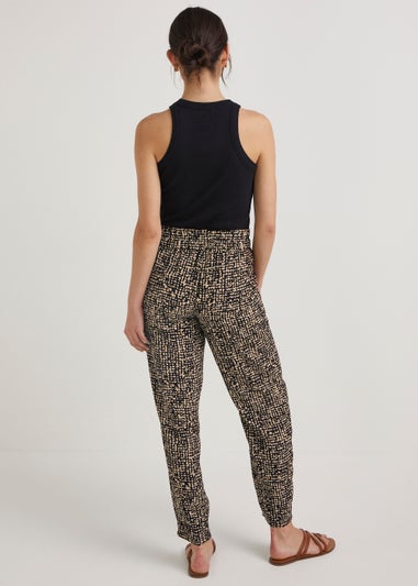 Black Print Tapered Trousers