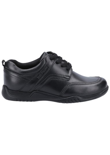 Boys Hush Puppies Harvey Senior Black School Shoes (Older 3-6)