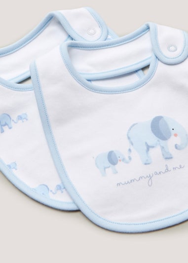 2 Pack Blue Elephant Bibs