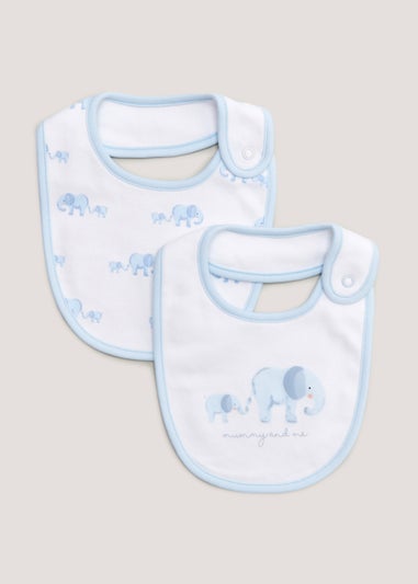 2 Pack Blue Elephant Bibs
