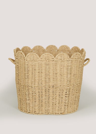 Natural Scallop Edge Storage Basket (41cm x 31.5cm)