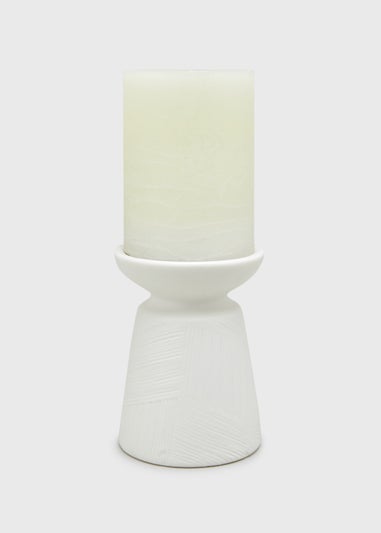 Cream Stoneware Small Candle Holder (11cm x 8cm)