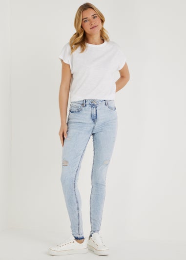 April Vintage Wash Ankle Grazer Ripped Super Skinny Jeans