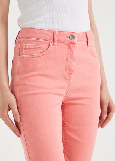 April Rose Pink Denim Knee Length Shorts