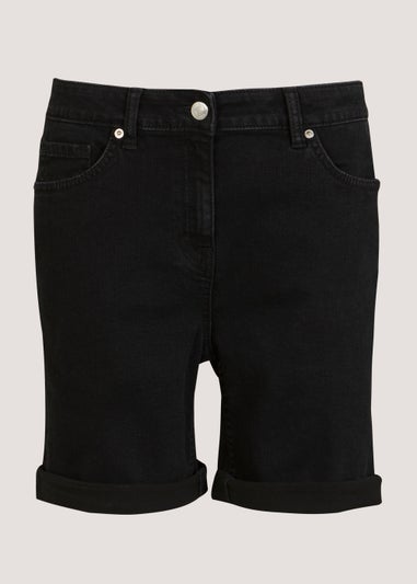 April Black Denim Shorts