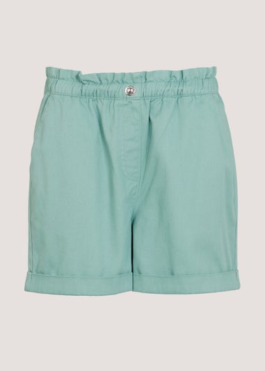 Green Paperbag Denim Shorts