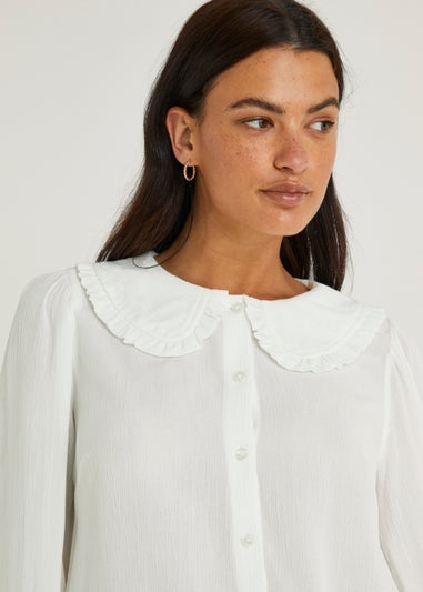 Cream Crinkle Collar Blouse