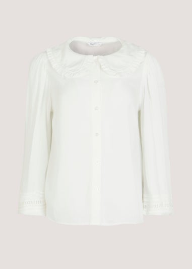 Cream Crinkle Collar Blouse