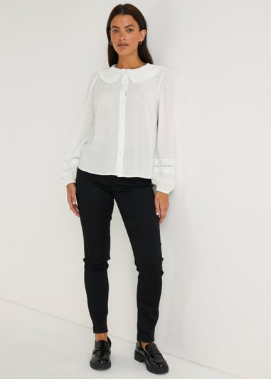 Cream Crinkle Collar Blouse