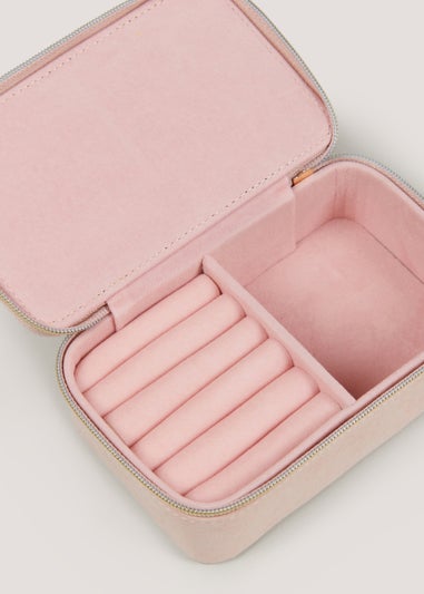 Pink Travel Jewellery Box (13.5cm x 9cm x 4.5cm)