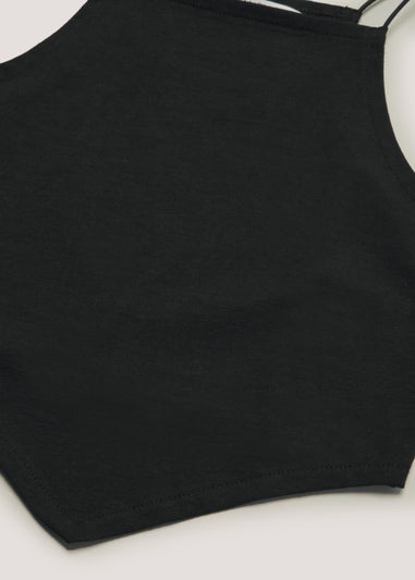 Girls Candy Couture Black Hanky Hem Top (9-16yrs)