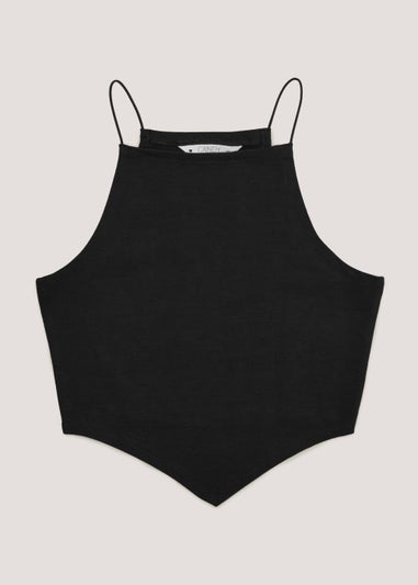 Girls Candy Couture Black Hanky Hem Top (9-16yrs)