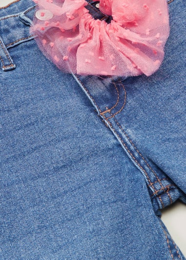 Girls Mid Wash Flared Jeans & Scrunchie Set (4-13yrs)