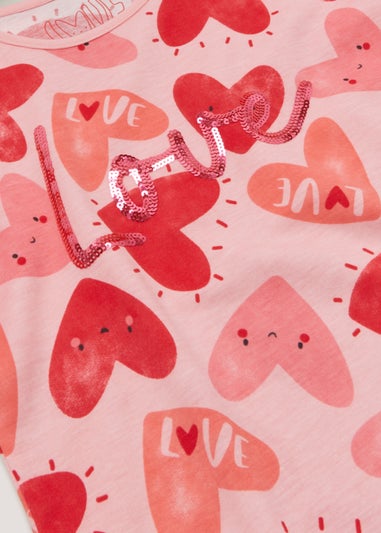 Girls Pink Heart Nightie (4-13yrs)
