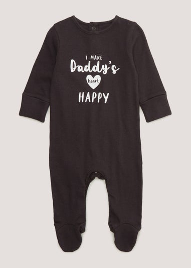 Baby Black Daddy Sleepsuit (Tiny Baby-18mths)