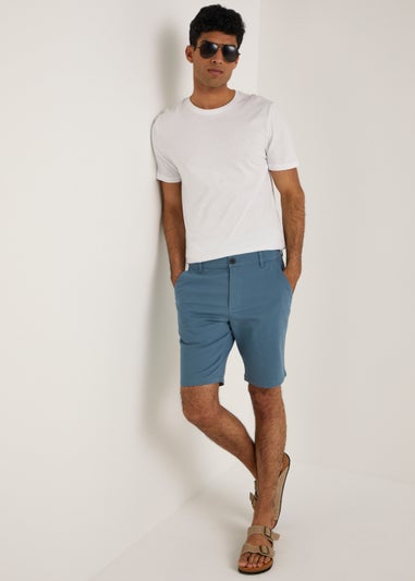 Blue Straight Fit Chino Shorts