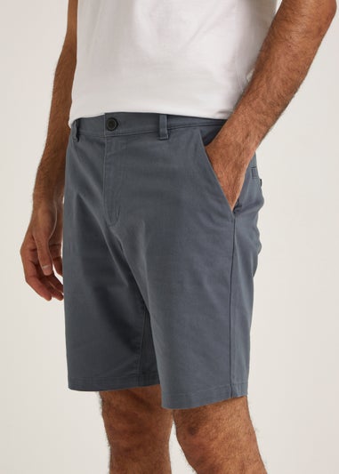 Grey Straight Fit Chino Shorts