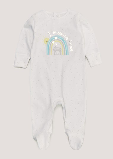 Baby White Coming Home Sleepsuit (Tiny Baby-18mths)