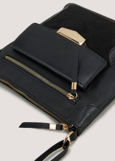 Black Messenger Crossbody Bag