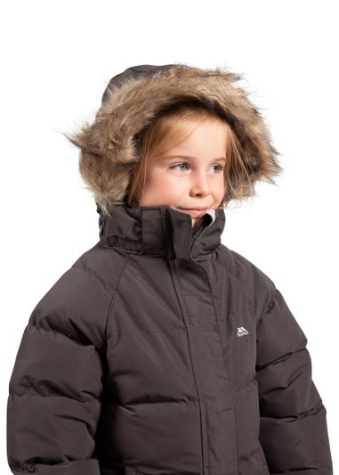 Girls Trespass Grey Unique Waterproof Jacket (2-12yrs)