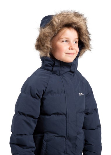 Girls Trespass Navy Unique Waterproof Jacket (2-12yrs)