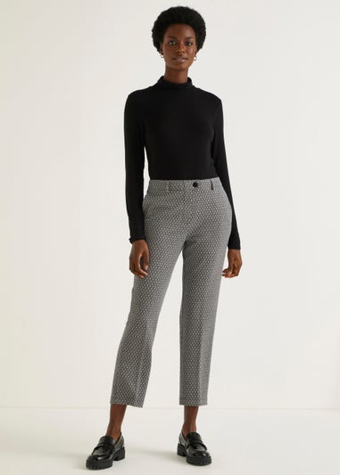 Black Geo Print Elasticated Trousers