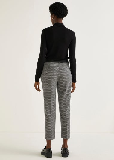 Black Geo Print Elasticated Trousers