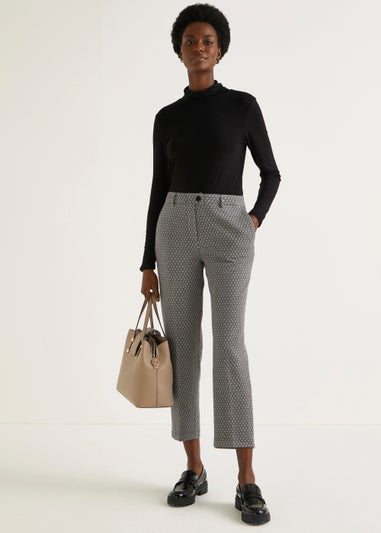 Black Geo Print Elasticated Trousers