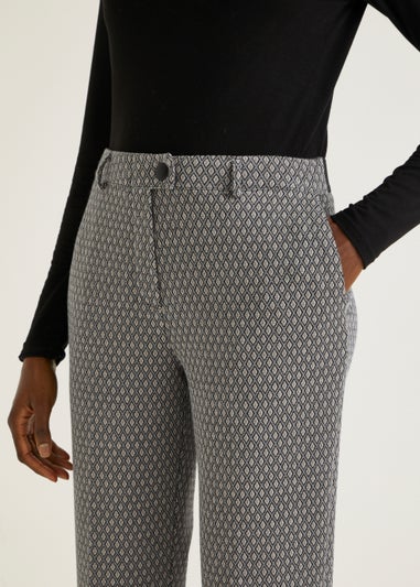 Black Geo Print Elasticated Trousers