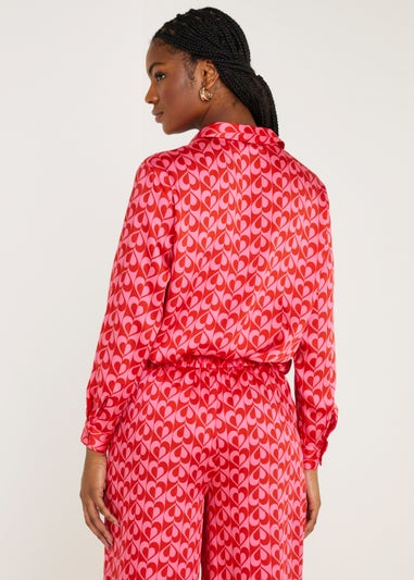 Be Beau Red Heart Satin Shirt