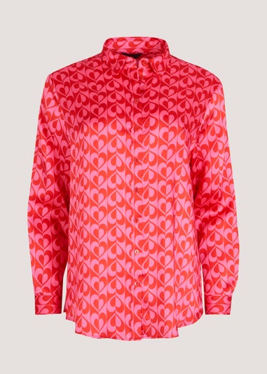 Be Beau Red Heart Satin Shirt