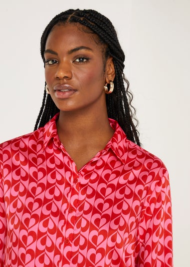 Be Beau Red Heart Satin Shirt