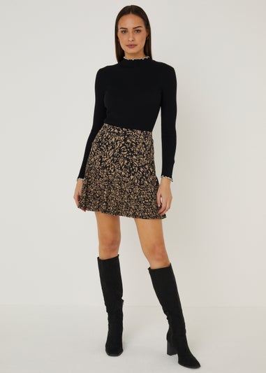 Et Vous Black Print Mini Skirt