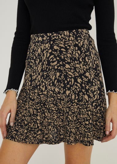 Et Vous Black Print Mini Skirt