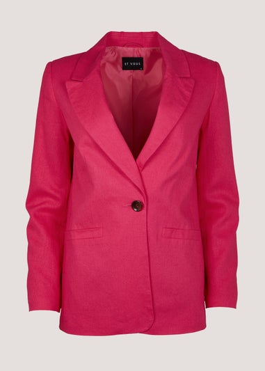 Et Vous Pink Linen Blend Suit Blazer