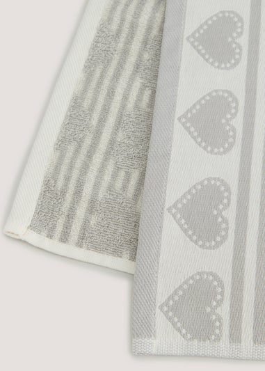 Grey Heart 100% Cotton Towels