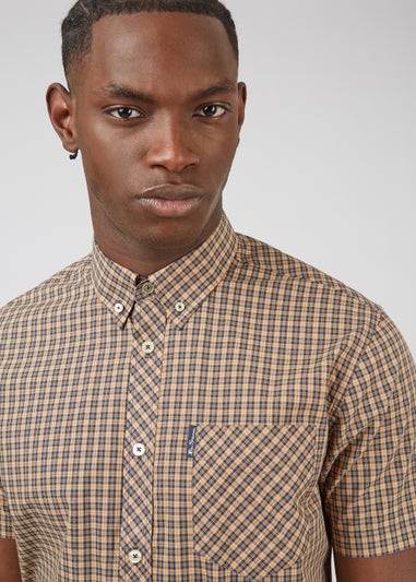 Ben Sherman Sand Mini Mod Check 100% Cotton Regular Fit Shirt