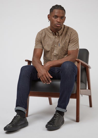 Ben Sherman Sand Mini Mod Check 100% Cotton Regular Fit Shirt