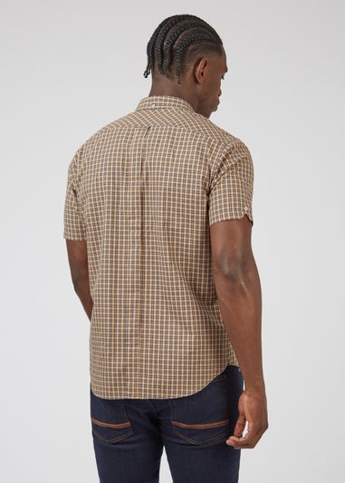 Ben Sherman Sand Mini Mod Check 100% Cotton Regular Fit Shirt