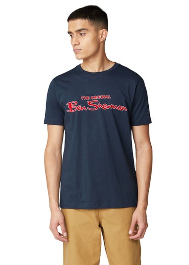 Ben Sherman Dark Navy Signature Flock T-Shirt - Matalan