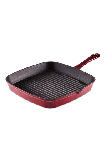 Barbary & Oak Red Cast Iron Grill Pan (23cm)