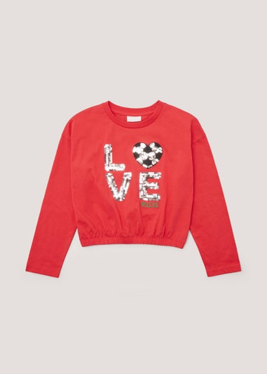 Girls Red Wales Print T-Shirt (4-13yrs)