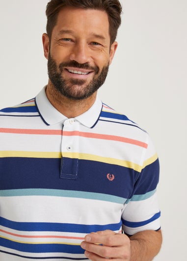 Lincoln White Stripe Oxford Polo Shirt