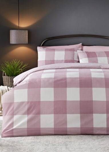 Lilac Gingham Reversible Duvet Cover