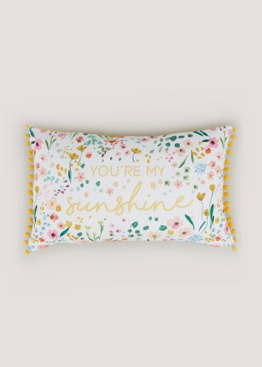 Floral Sunshine Slogan Cushion (30cm x 50cm)