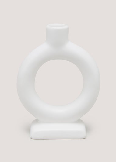 Cream Ceramic Tapered Candle Holder (18cm x 13cm)