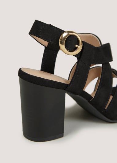 Et Vous Black Stacked Heels