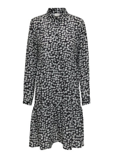 JDY Navy Floral Shirt Dress - Matalan